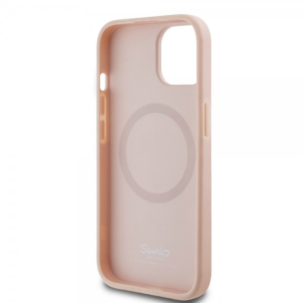 Hello Kitty iPhone 15 Cover Debossed Logo MagSafe Pink