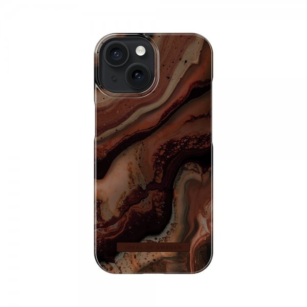 Ideal of Sweden iPhone 15 Cover Fashion Case MagSafe Dark Amber Marble