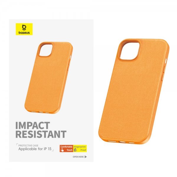 Baseus iPhone 15 Cover Faux Leather Series Orange