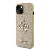 Guess iPhone 15 Cover Fixed Glitter Guld