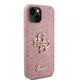 Guess iPhone 15 Cover Fixed Glitter Rosa