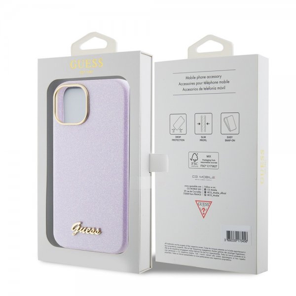 Guess iPhone 15 Cover Full Glitter Wrapped Lilac