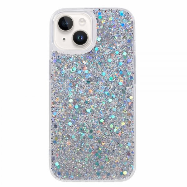 iPhone 15 Cover Glitter Pailletter Sølv
