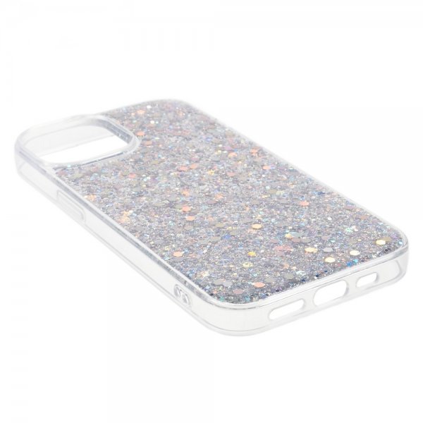 iPhone 15 Cover Glitter Pailletter Sølv