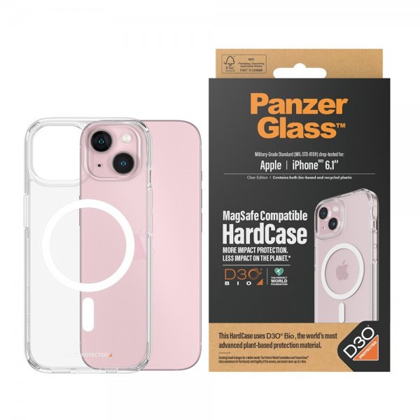 PanzerGlass iPhone 15 Cover HardCase MagSafe D3O Transparent
