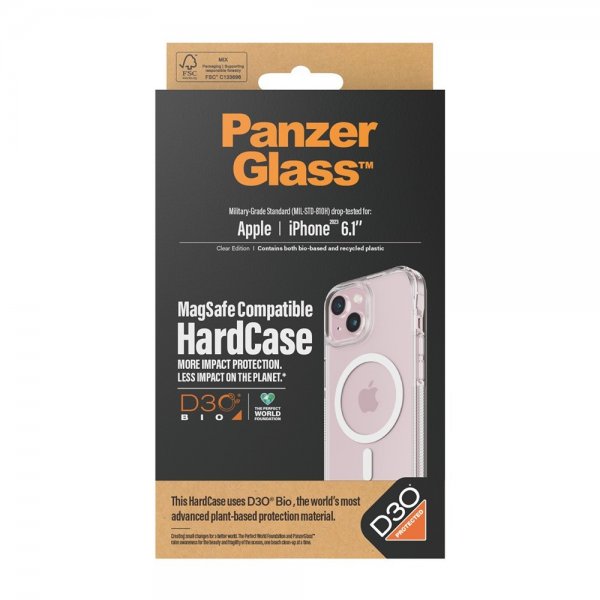 PanzerGlass iPhone 15 Cover HardCase MagSafe D3O Transparent