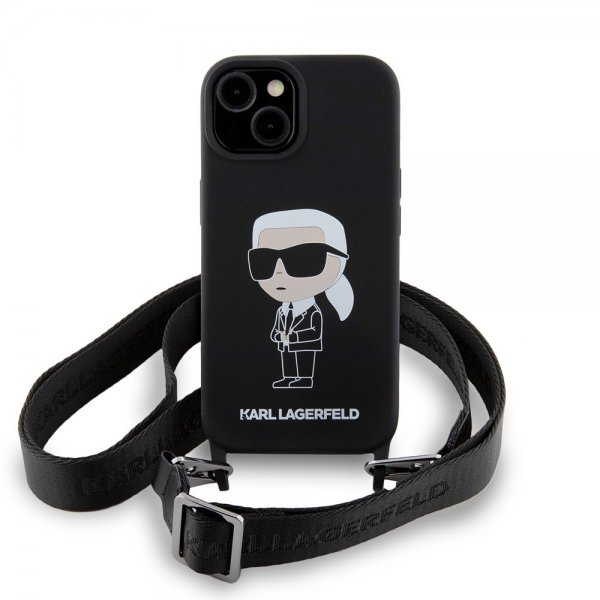 Karl Lagerfeld iPhone 15 Cover Ikonik Crossbody Sort