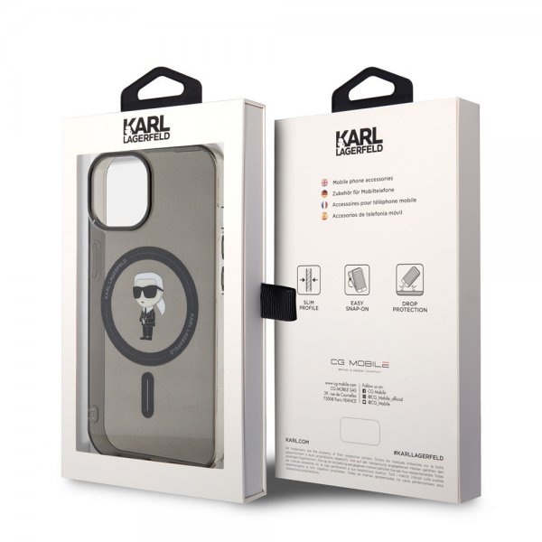 Karl Lagerfeld iPhone 15 Cover Ikonik MagSafe Sort