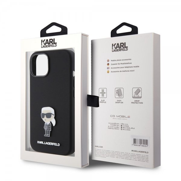 Karl Lagerfeld iPhone 15 Cover Ikonik Metal Pin Sort