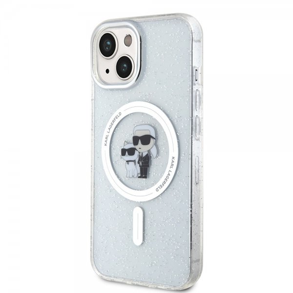 Karl Lagerfeld iPhone 15 Cover Karl & Choupette Glitter MagSafe Transparent