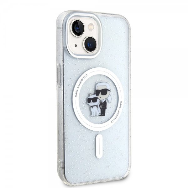 Karl Lagerfeld iPhone 15 Cover Karl & Choupette Glitter MagSafe Transparent