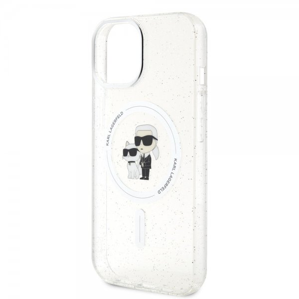 Karl Lagerfeld iPhone 15 Cover Karl & Choupette Glitter MagSafe Transparent