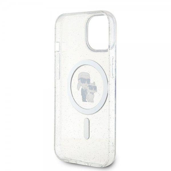 Karl Lagerfeld iPhone 15 Cover Karl & Choupette Glitter MagSafe Transparent