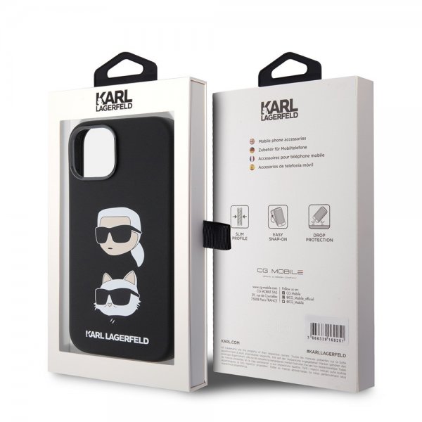 Karl Lagerfeld iPhone 15 Cover Karl & Choupette Sort