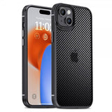Ipaky iPhone 15 Cover Kulfibermønster Sort