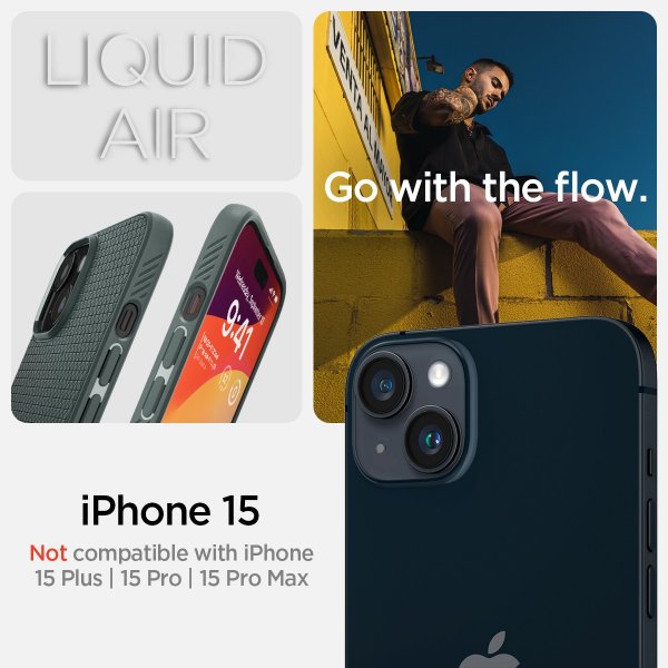 Spigen iPhone 15 Cover Liquid Air Abyss Green
