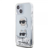 Karl Lagerfeld iPhone 15 Cover Liquid Glitter Karl & Choupette Silver