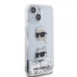 Karl Lagerfeld iPhone 15 Cover Liquid Glitter Karl & Choupette Silver