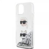 Karl Lagerfeld iPhone 15 Cover Liquid Glitter Karl & Choupette Silver