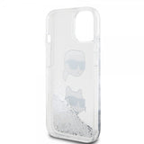 Karl Lagerfeld iPhone 15 Cover Liquid Glitter Karl & Choupette Silver