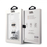 Karl Lagerfeld iPhone 15 Cover Liquid Glitter Karl & Choupette Silver