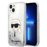 Karl Lagerfeld iPhone 15 Cover Liquid Glitter NFT Karl Silver