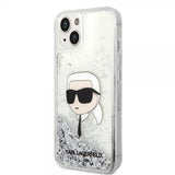 Karl Lagerfeld iPhone 15 Cover Liquid Glitter NFT Karl Silver