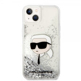 Karl Lagerfeld iPhone 15 Cover Liquid Glitter NFT Karl Silver