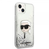 Karl Lagerfeld iPhone 15 Cover Liquid Glitter NFT Karl Silver
