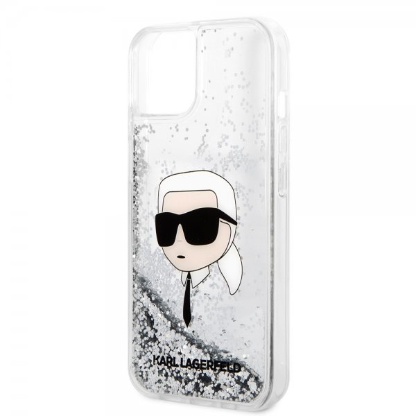 Karl Lagerfeld iPhone 15 Cover Liquid Glitter NFT Karl Silver
