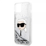 Karl Lagerfeld iPhone 15 Cover Liquid Glitter NFT Karl Silver