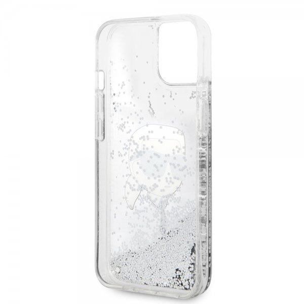 Karl Lagerfeld iPhone 15 Cover Liquid Glitter NFT Karl Silver