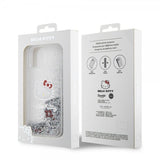 Hello Kitty iPhone 15 Cover Flydende Glitter Gennemsigtig