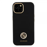 Guess iPhone 15 Cover Liquid Silicone Metal Logo Sort