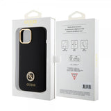 Guess iPhone 15 Cover Liquid Silicone Metal Logo Sort