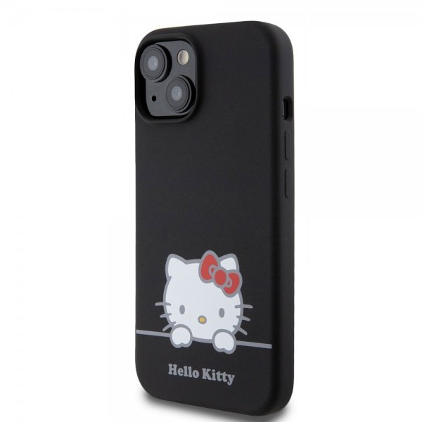 Hello Kitty iPhone 15 Cover Liquid Silikone Sort
