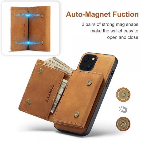 Dg.Ming iPhone 15 Cover M1 Series Aftagelig Kortholder Brun