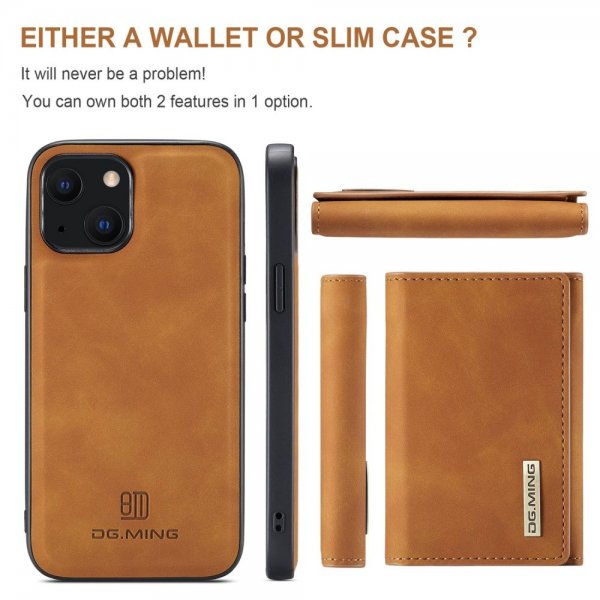 Dg.Ming iPhone 15 Cover M1 Series Aftagelig Kortholder Brun