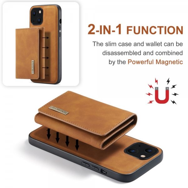 Dg.Ming iPhone 15 Cover M1 Series Aftagelig Kortholder Brun