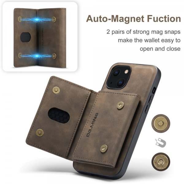 Dg.Ming iPhone 15 Cover M2 Series Aftagelig Kortholder Kaffe