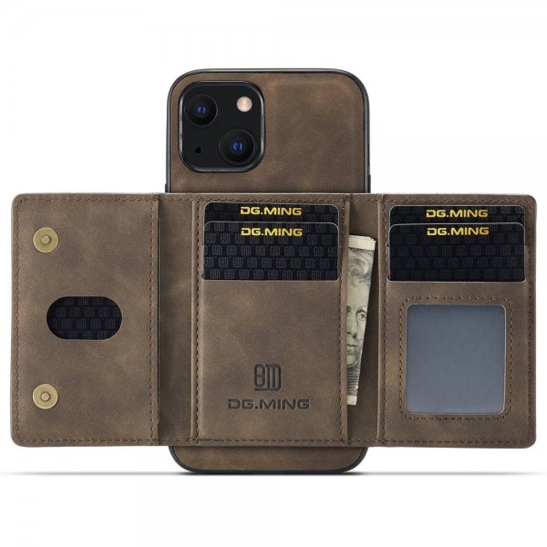Dg.Ming iPhone 15 Cover M2 Series Aftagelig Kortholder Kaffe
