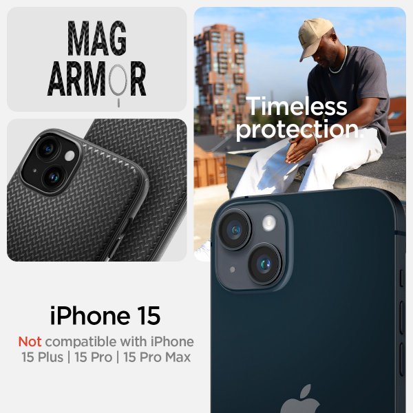 Spigen iPhone 15 Cover Mag Armor MagFit Mat Sort