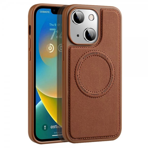 X-Level iPhone 15 Cover MagSafe Denim Jacket Brun
