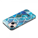 iPhone 15 Cover Marmormønster Blå Grøn