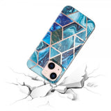 iPhone 15 Cover Marmormønster Blå Grøn