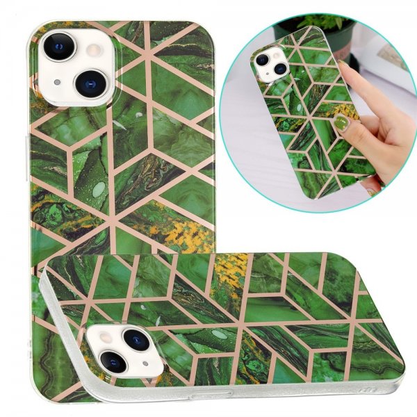 iPhone 15 Cover Marmormønster Grøn