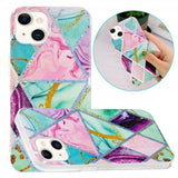 iPhone 15 Cover Marmormønster Grøn Lilla