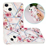 iPhone 15 Cover Marmormønster Roser Pink