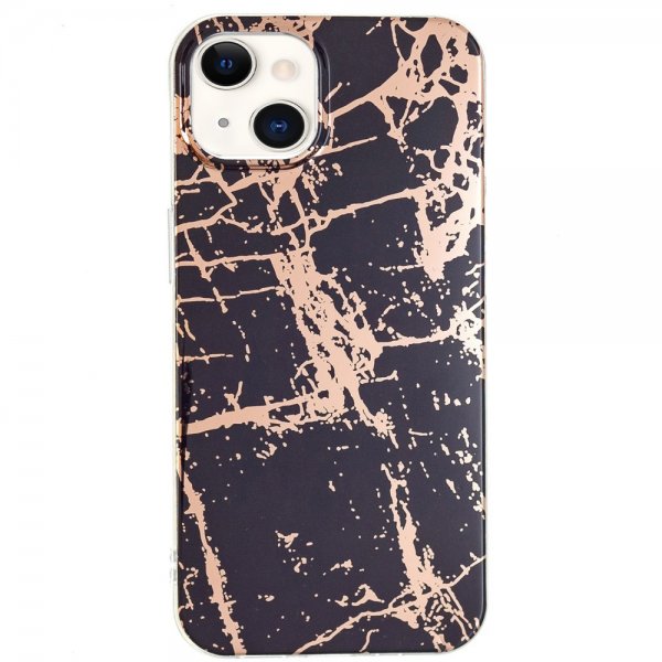 iPhone 15 Cover Marmormønster Sort