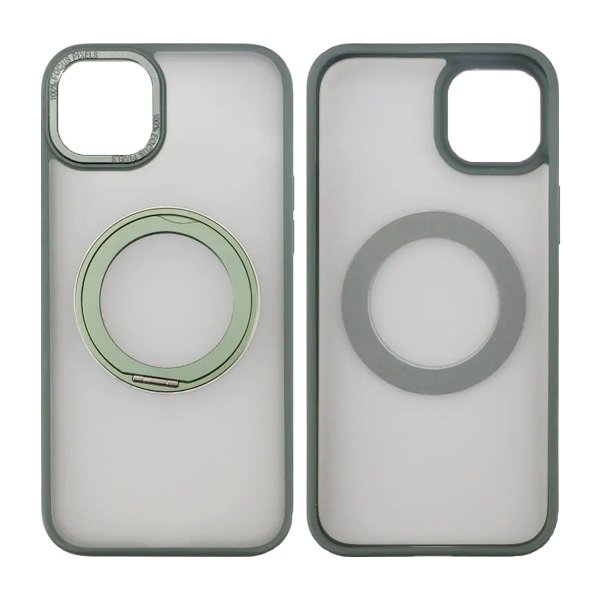 Rvelon iPhone 15 Cover Drejbart MagSafe Stativ Grøn